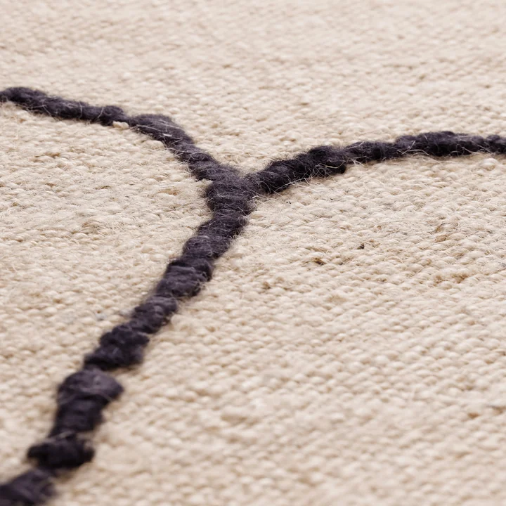 Ferm Living - Gesso jute rug, off-white / dark fig