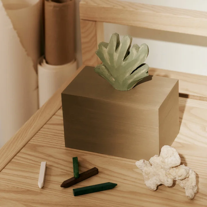 Ferm Living - Harbour Storage box coral, H 17 x 14.5 cm, mistletoe / tan