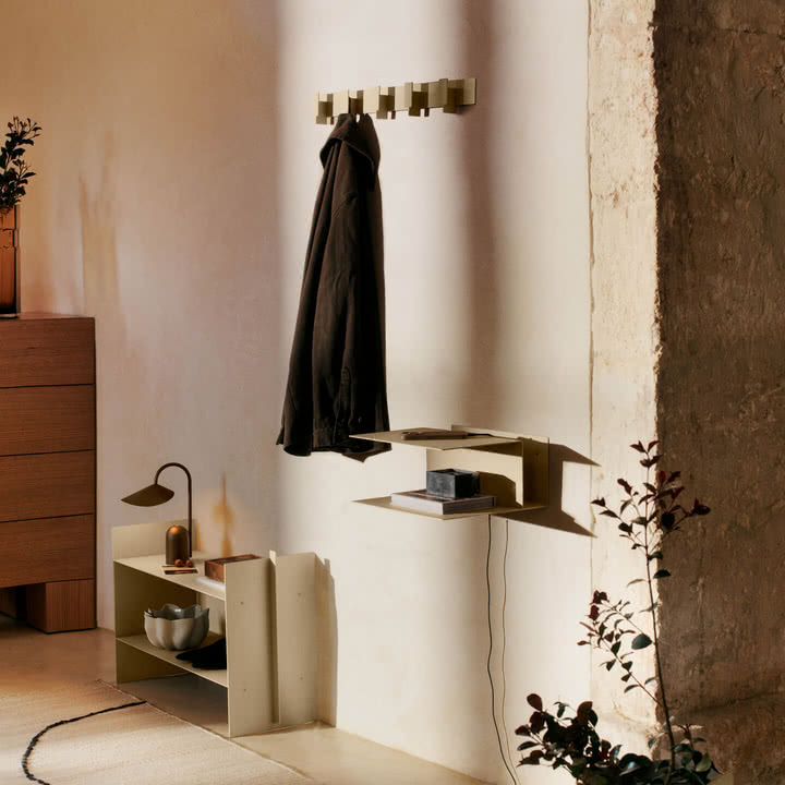 Ferm Living - Lager Low standing shelf, bedside table and wall coat rack, cashmere