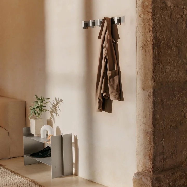 Ferm Living - Lager Standing shelf low and wall coat rack, aluminum