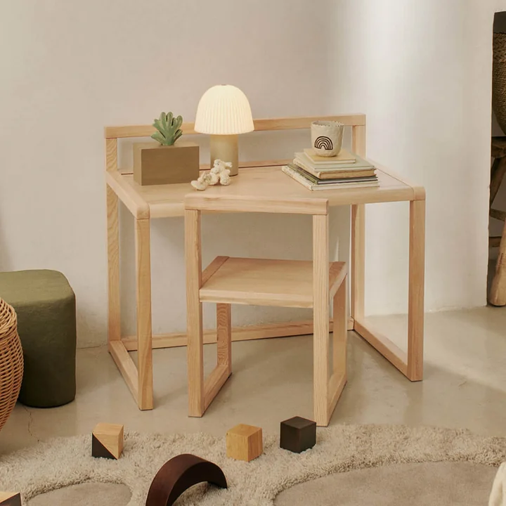 Ferm Living - Little Architect Chair, children's desk, natural ash and Frill LED table lamp