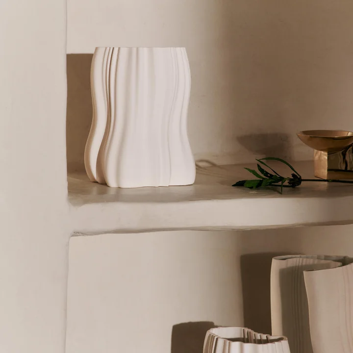 Ferm Living - Moire Vase, H 20 cm, off-white