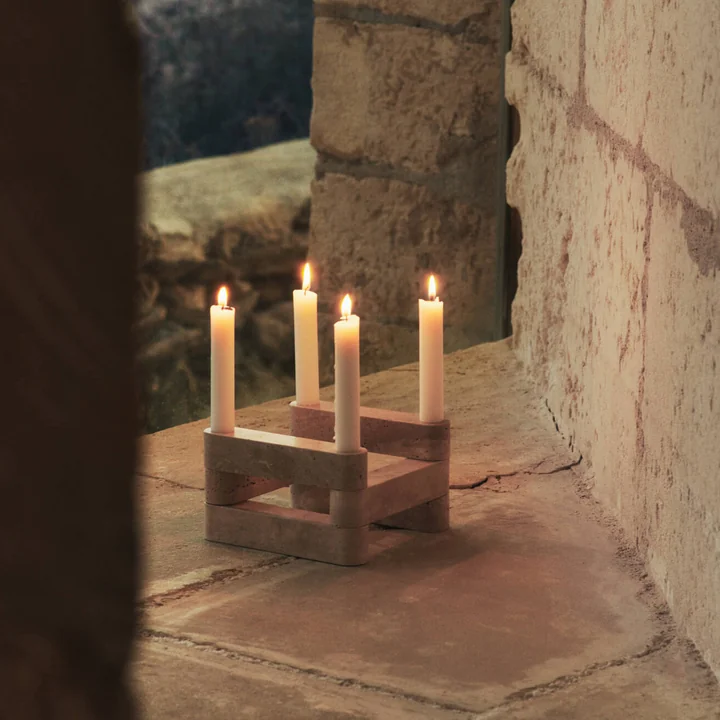 Ferm Living x Utzon - Newel Modular candle holder, travertine (set of 6)