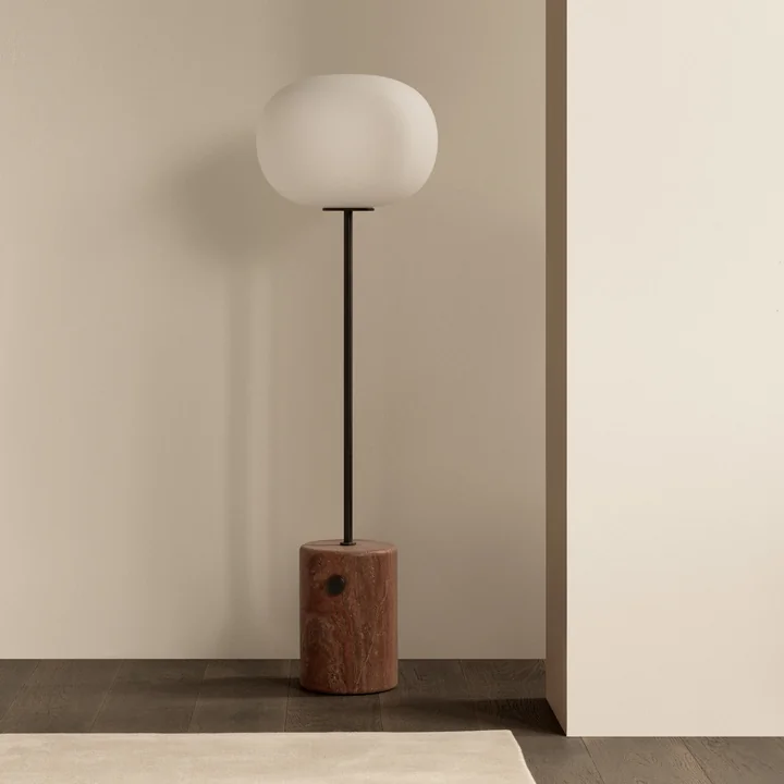 Audo - JWDA floor lamp, travertine red / burnished brass, H 130 cm