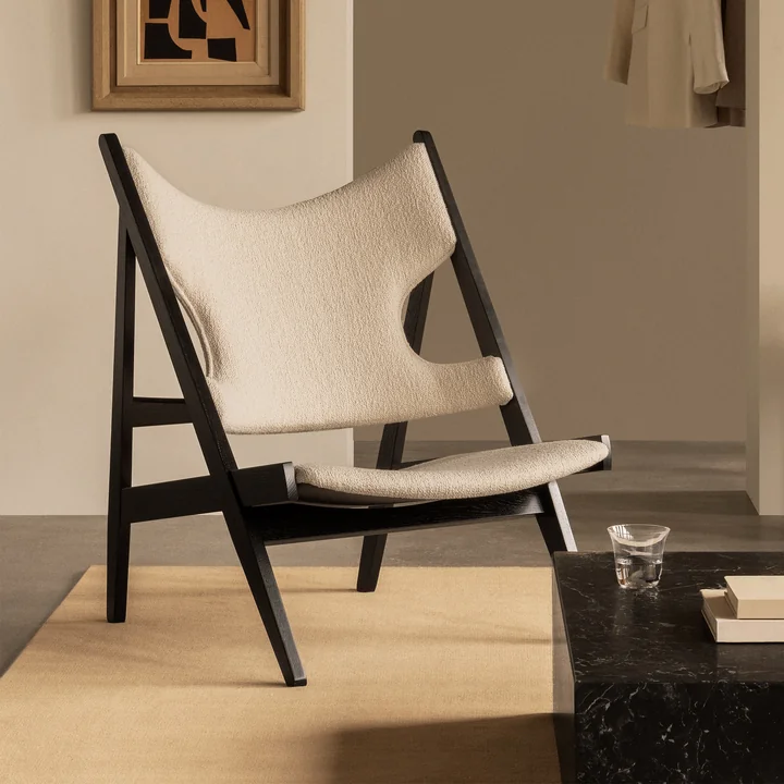 Audo - Knitting Chair, dark stained oak / off-white ( Audo Barnum Bouclé 24) (Limited Edition)