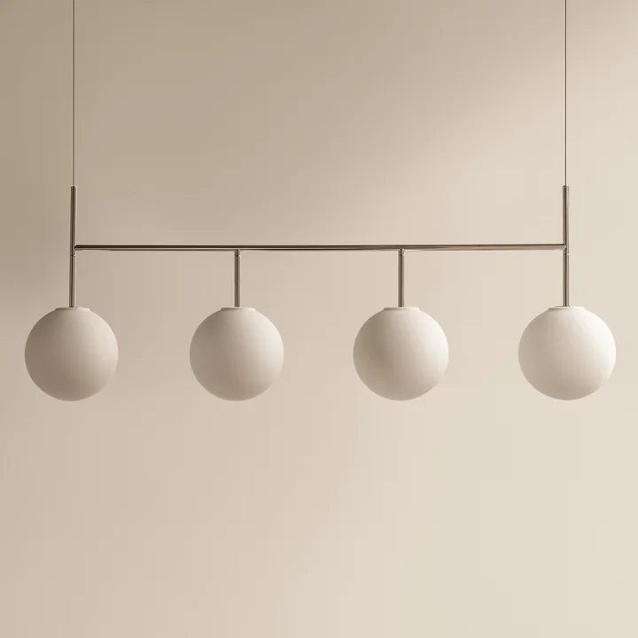 Audo - TR pendant light with suspension frame (4-light), polished steel / matt opal light source