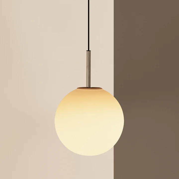 Audo - TR pendant light, polished steel / matt opal bulb