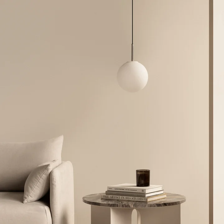 Audo - TR pendant light, polished steel / matt opal bulb