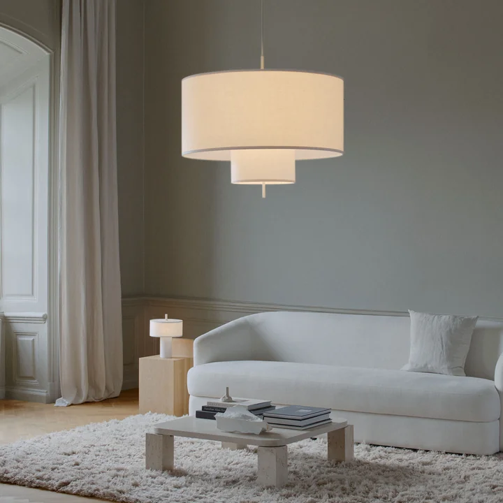 New Works - Margin Portable LED table lamp with rechargeable battery, pendant light 90 cm, white