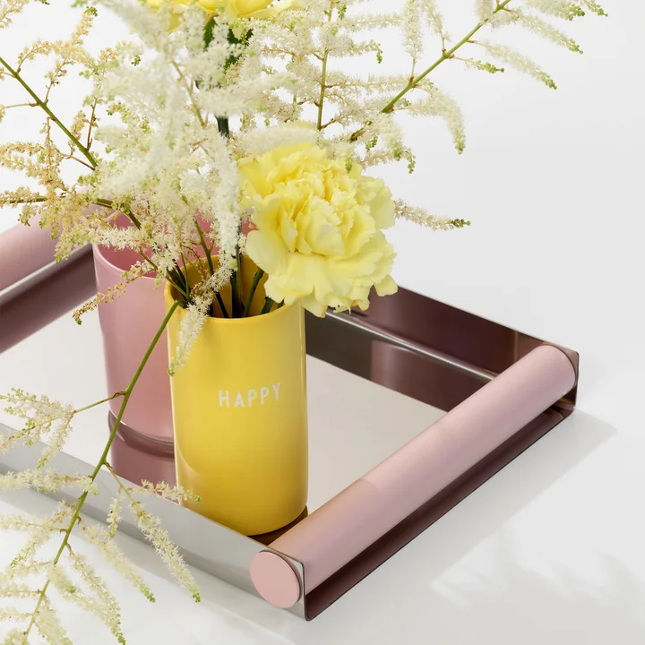 Design Letters - AJ Favourite porcelain vase, Happy / yellow, Ray Tray Disco