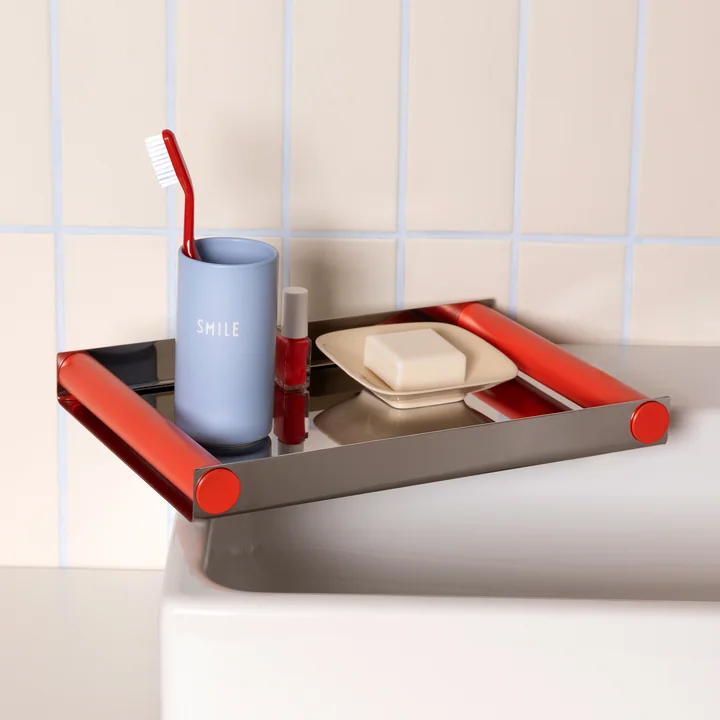 Design Letters - AJ Favourite porcelain vase, Smile / dusty blue, Ray Tray Disco