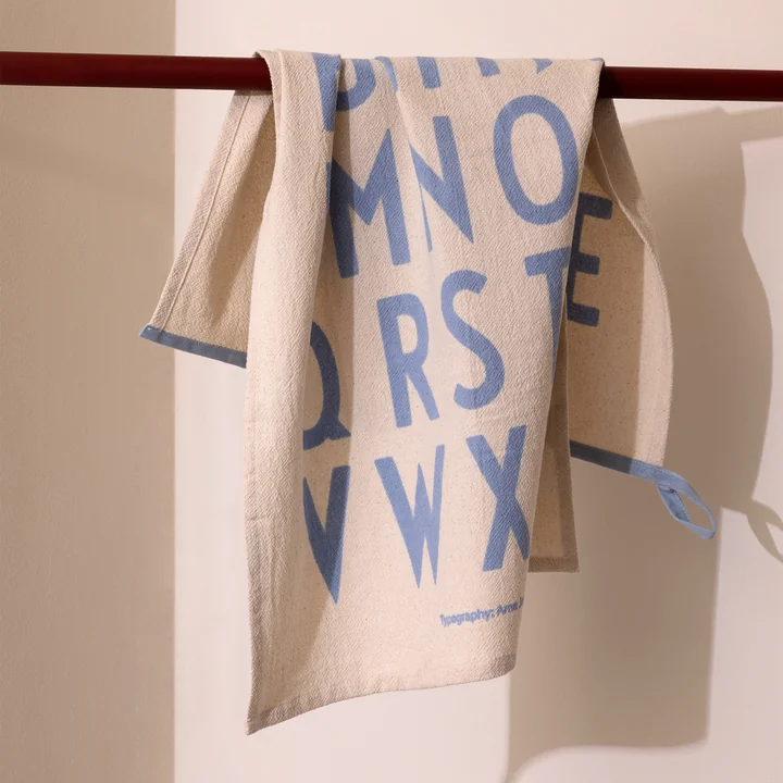 Design Letters - Premium Classic tea towel, natural / light blue