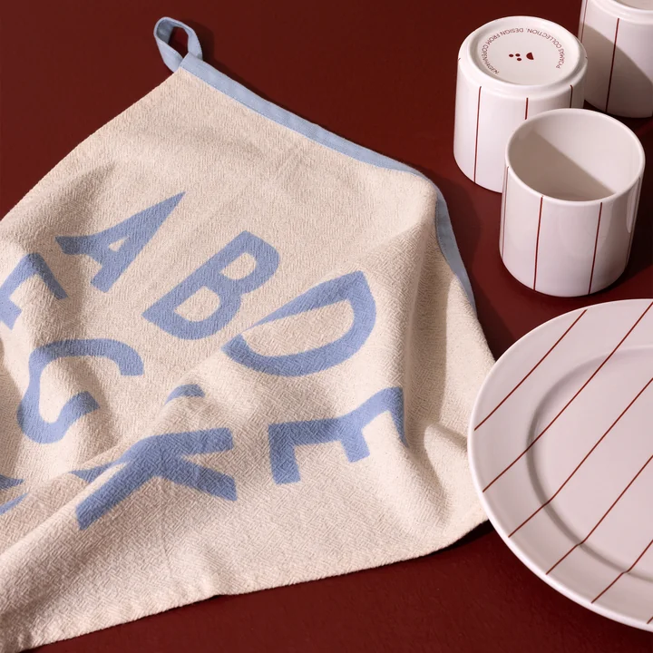 Design Letters - Premium Classic tea towel, natural / light blue