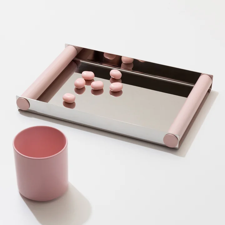 Design Letters - Ray Tray Disco, medium, polished stainless steel / creole pink