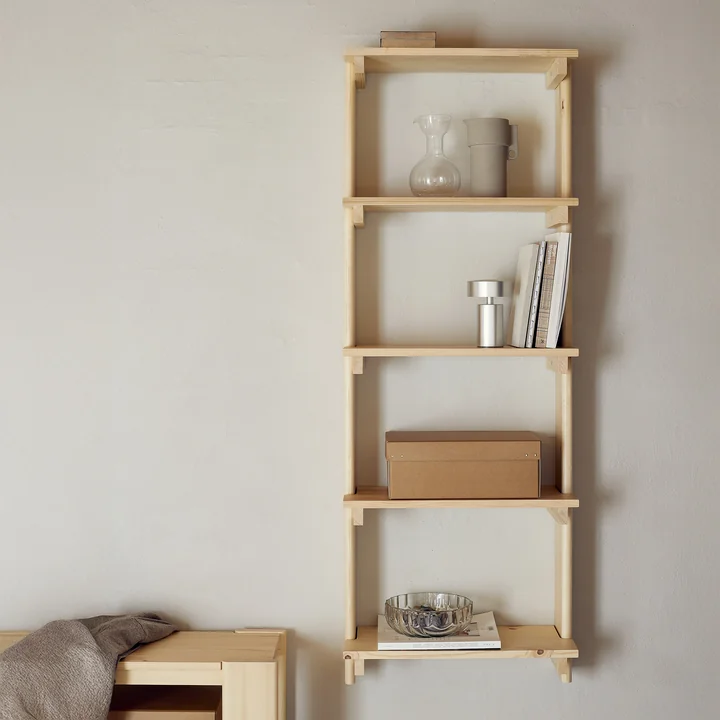 Form & Refine - Beam 5 wall shelf, 60 x 167 cm, matt lacquered pine
