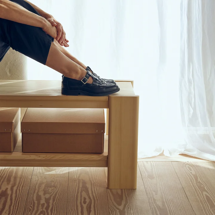Form & Refine - Beam bench, 112 cm, matt lacquered pine