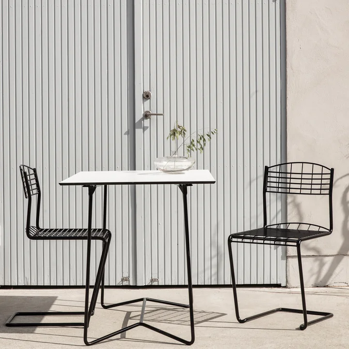 Grythyttan - High Tech garden table 110 x 70 cm, white / black