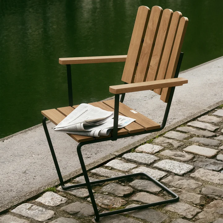 Grythyttan - A2 garden armchair, natural teak / black