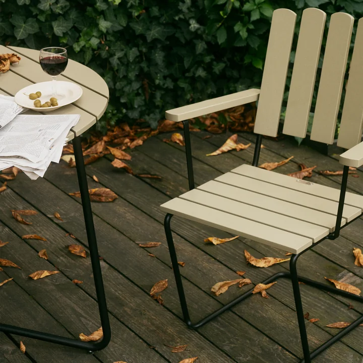 Grythyttan - A2 garden armchair, light green lacquered oak / black