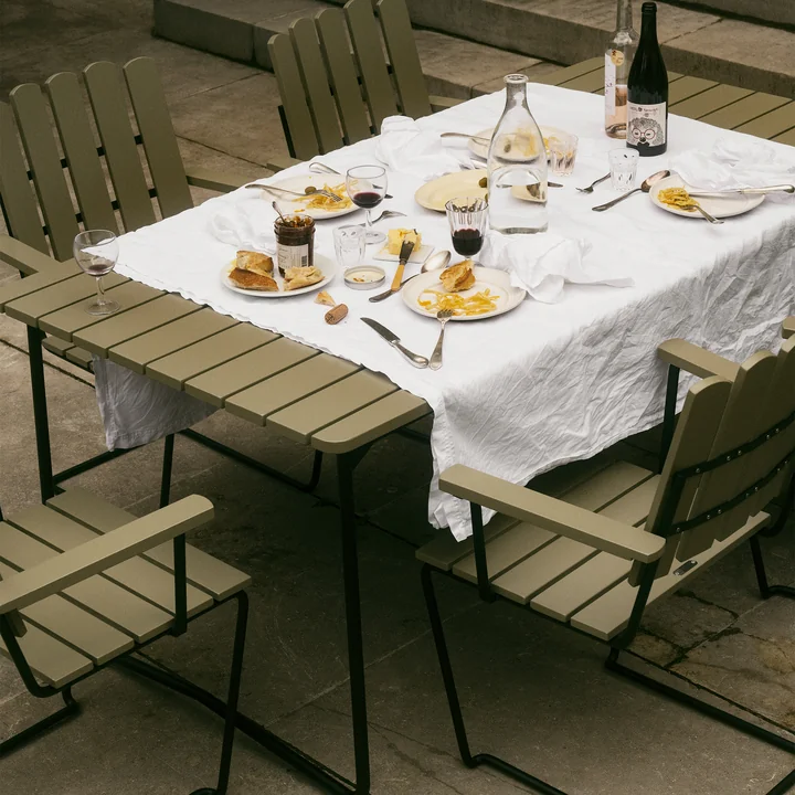 Grythyttan - A2 garden armchair, light green lacquered oak / black