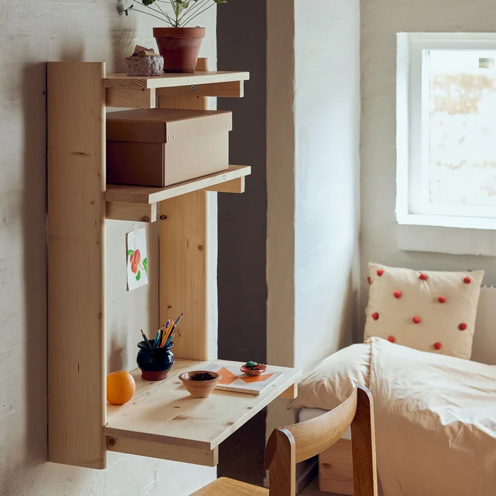 Form & Refine - Beam 3 wall-mounted secretary, 60 x 167 cm, matt lacquered pine