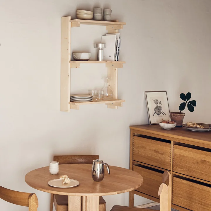 Form & Refine - Beam 3 wall shelf, 60 x 90.5 cm, matt lacquered pine