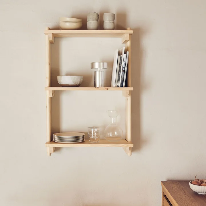 Form & Refine - Beam 3 wall shelf, 60 x 90.5 cm, matt lacquered pine