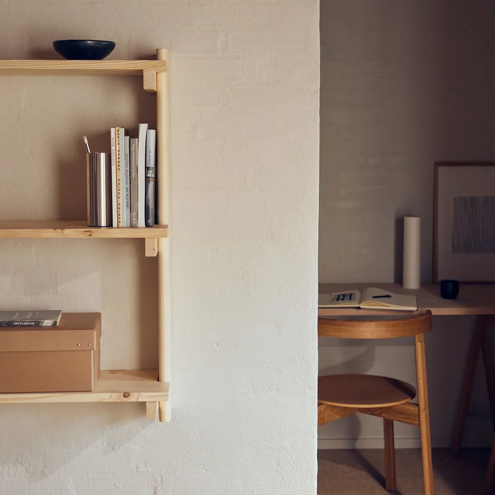 Form & Refine - Beam 3 wall shelf, 60 x 90.5 cm, matt lacquered pine