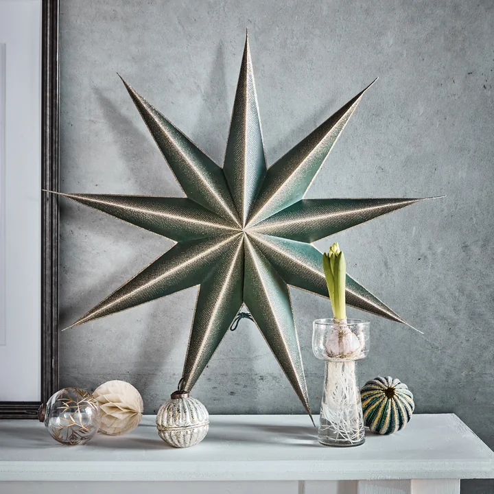 House Doctor - 9 Point Poinsettia, green / champagne