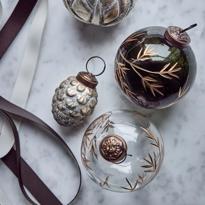 House Doctor - Cone Ornaments, Ø 4 cm, antique silver