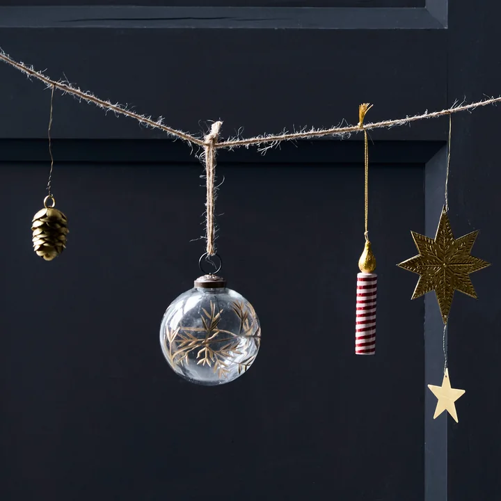 House Doctor - Leaf Ornament, Ø 7.5 cm, clear / gold