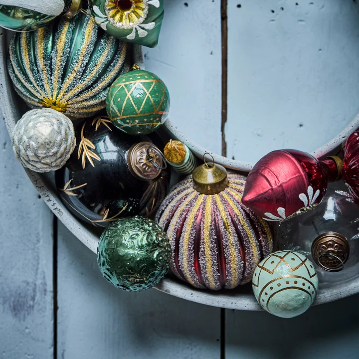 House Doctor - Mach Ornament, Ø 4 cm, dark green / mint green