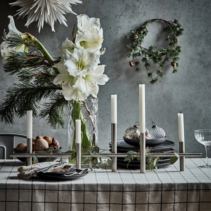 House Doctor - Maxi80 candlestick, H 20 cm x L 80 cm, antique silver
