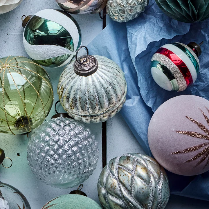 House Doctor - Rhomb Ornaments, Ø 7.5 cm, antique silver