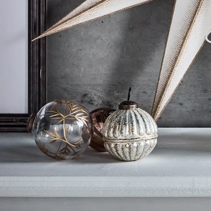 House Doctor - Rhomb Ornaments, Ø 7.5 cm, antique silver