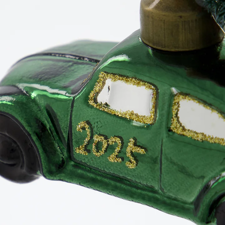 House Doctor - Xmas Cars Decorative cars, 5.5 cm, green / gold