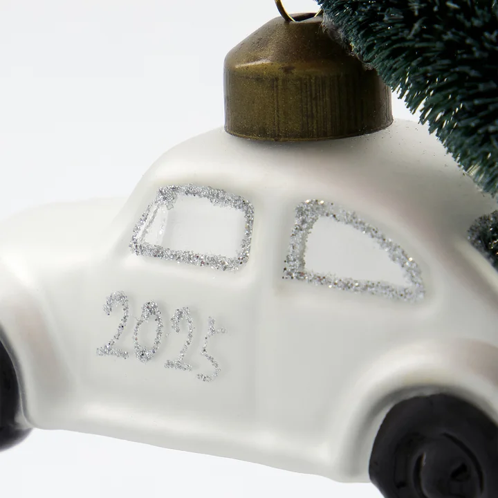 House Doctor - Xmas Cars Decorative cars, 5.5 cm, white / silver