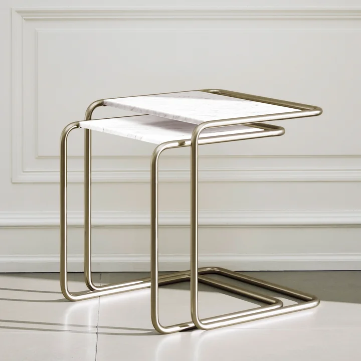 Thonet - B 97 Nordic Set of tables, nickelsilver / marble glacier (set of 2) (JS. by Jil Sander)