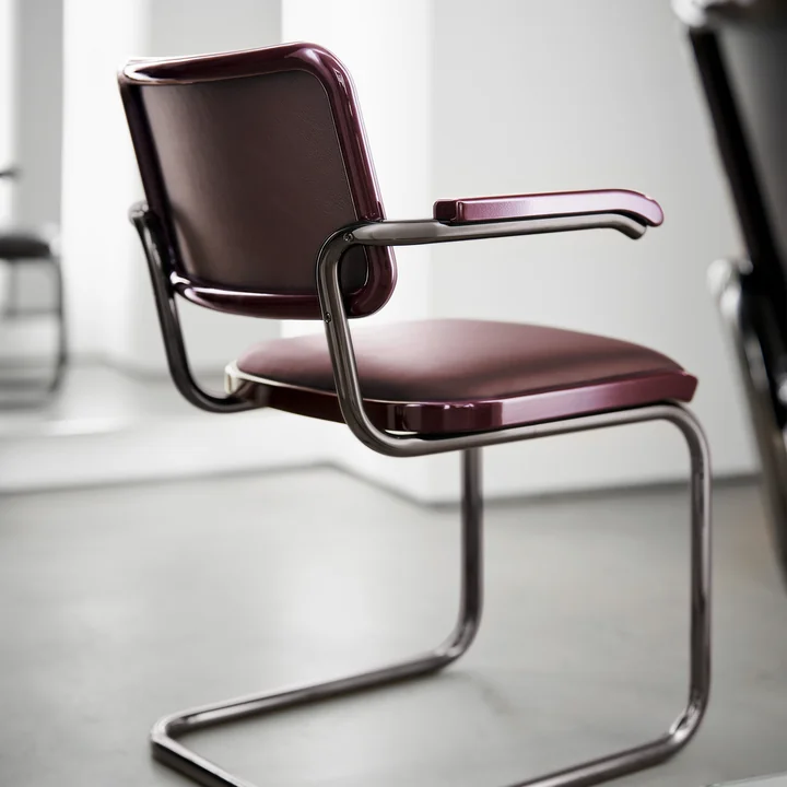 Thonet - S 64 P Serious Armchair, titanium / graphite ruby red (JS. by Jil Sander)