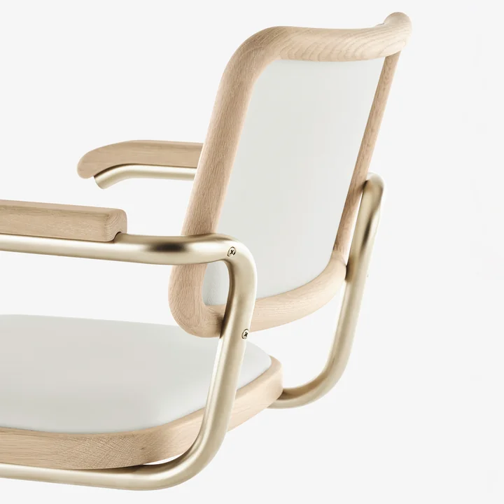Thonet - S 64 P Nordic Armchair, nickelsilver / oiled oak, white pigmented / alabaster white (JS. by Jil Sander)