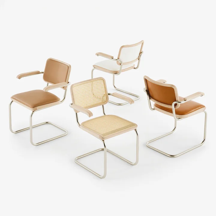 Thonet - S 64 P Nordic Armchair, nickelsilver / oak oiled white pigmented, Group (JS. by Jil Sander)