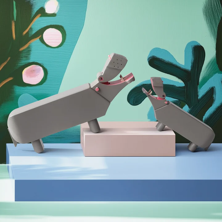 Kay Bojesen - Wooden hippopotamus, L and S, beech, gray