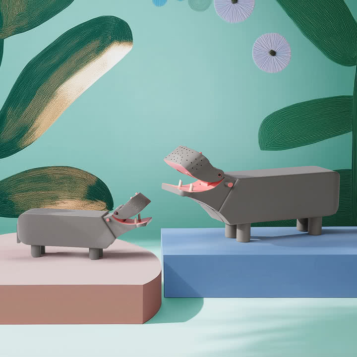 Kay Bojesen - Wooden hippopotamus, L and S, beech, gray