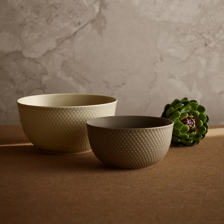 Lyngby Porcelæn - Rhombe Bowl, marble and clay