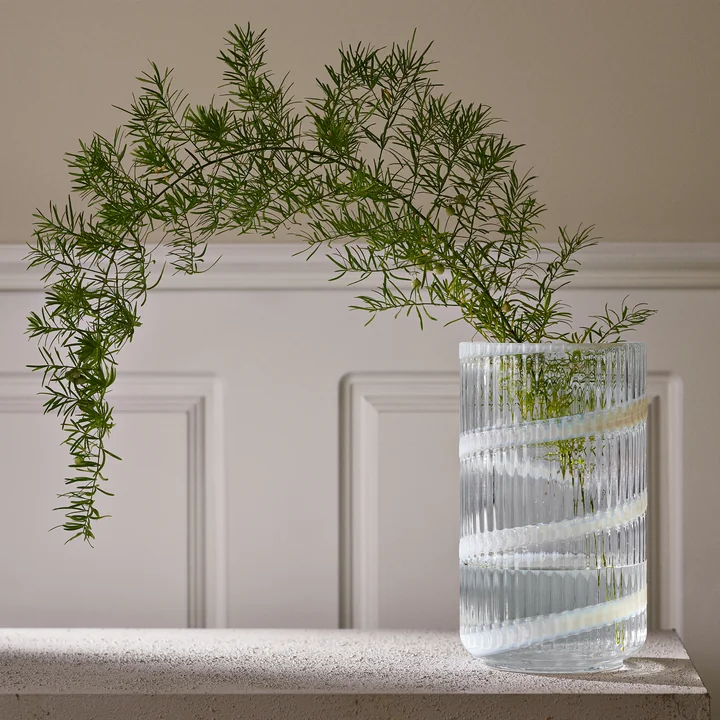 Lyngby Porcelæn - Glass vase, swirl, h 20.5 cm, transparent
