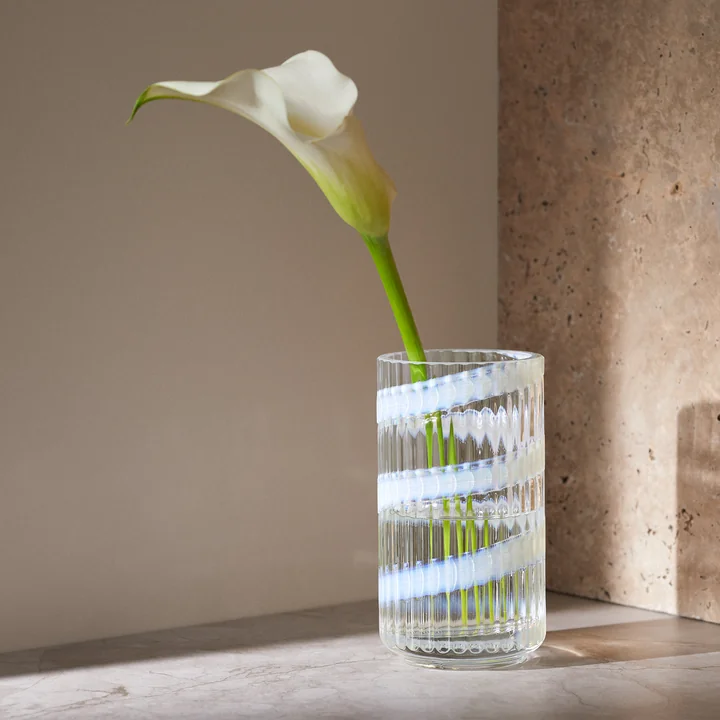 Lyngby Porcelæn - Glass vase, swirl, h 15.5 cm, transparent