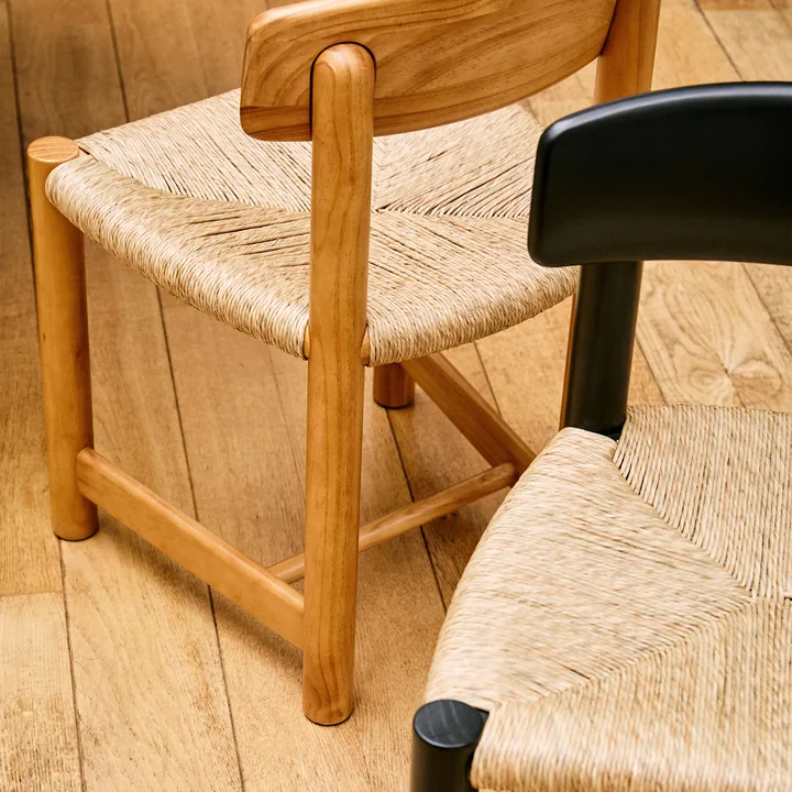 Gubi - Daumiller chair, golden pine / natural and black-brown / natural
