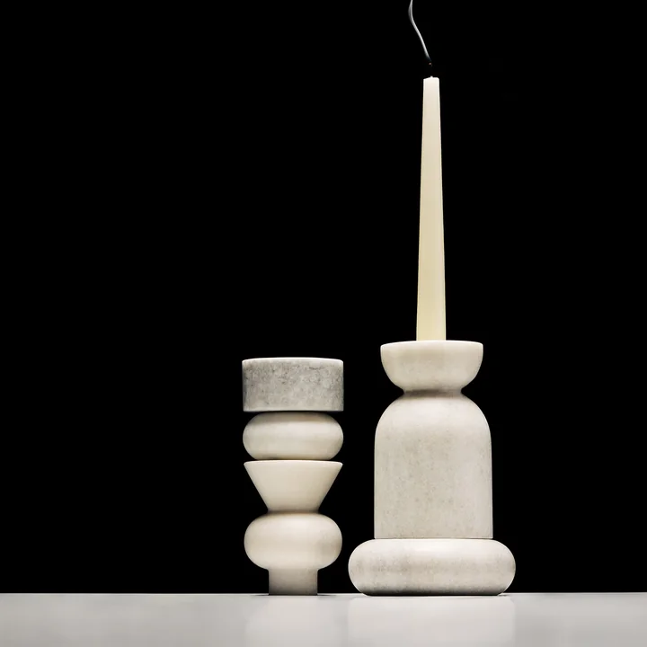 Tom Dixon - Stone Stacking candle holder, h 36 cm, white