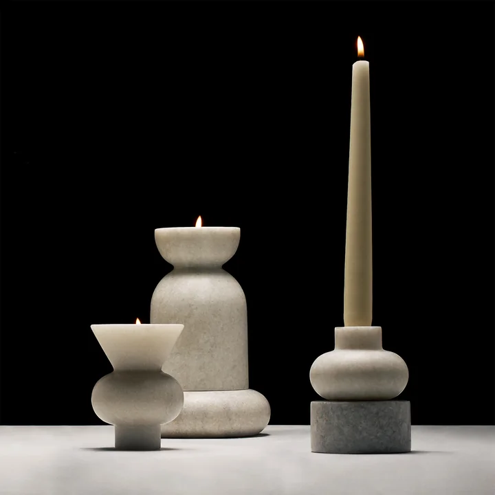 Tom Dixon - Stone Stacking candle holder, h 36 cm, white
