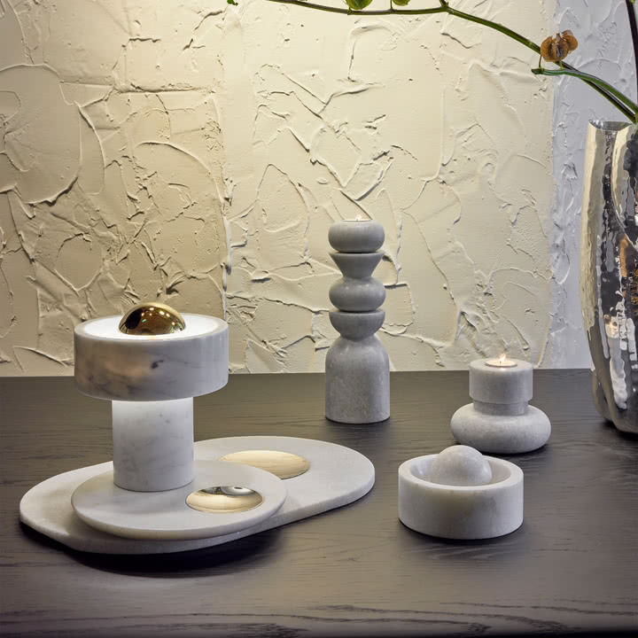 Tom Dixon - Stone Stacking candle holder, h 36 cm, white